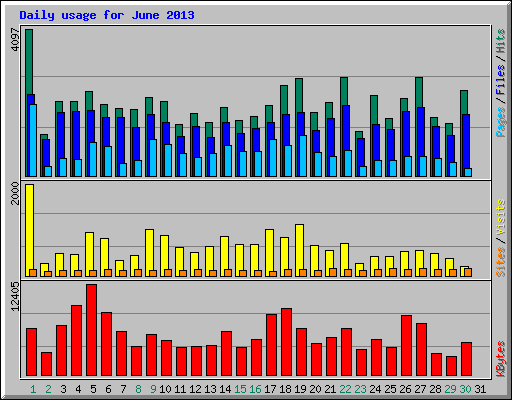 Daily usage for June 2013