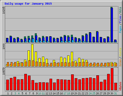 Daily usage for January 2015