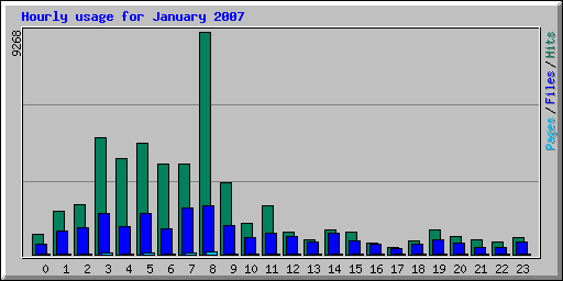 Hourly usage for January 2007