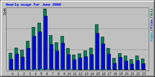 Hourly usage for June 2008