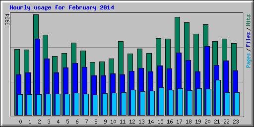 Hourly usage for February 2014