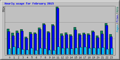 Hourly usage for February 2015